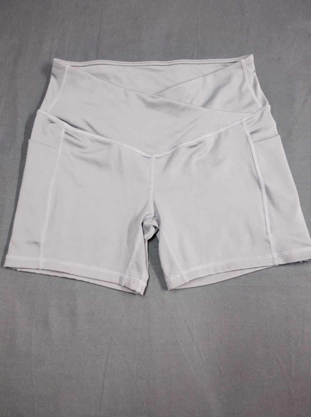 High-Waist Women's Athletic Shorts in Light Gray